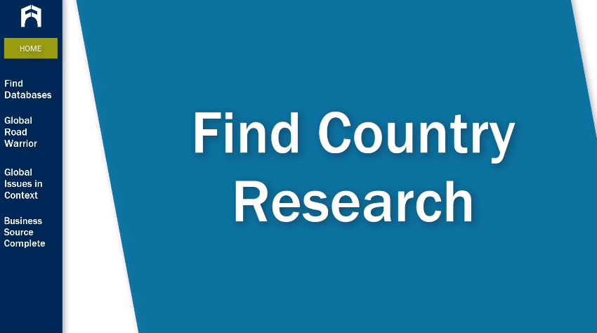 Find Country Research tutorial