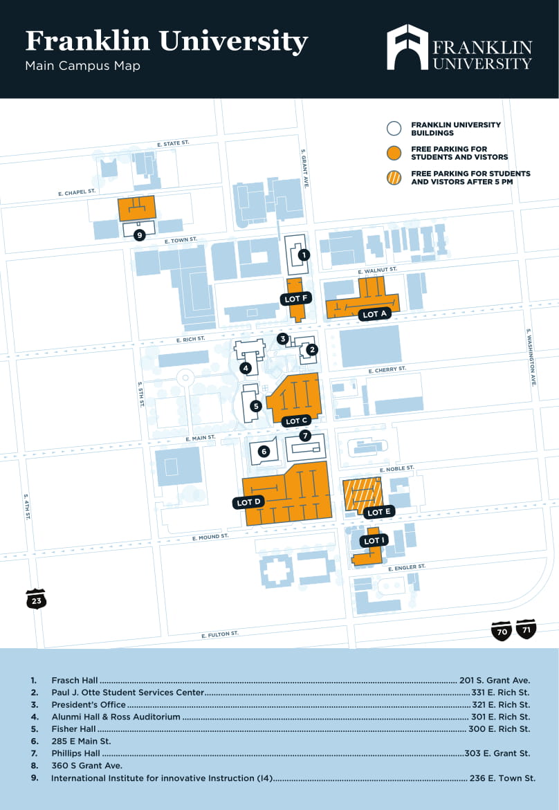 franklin university campus map Student Parking Policy Franklin University franklin university campus map