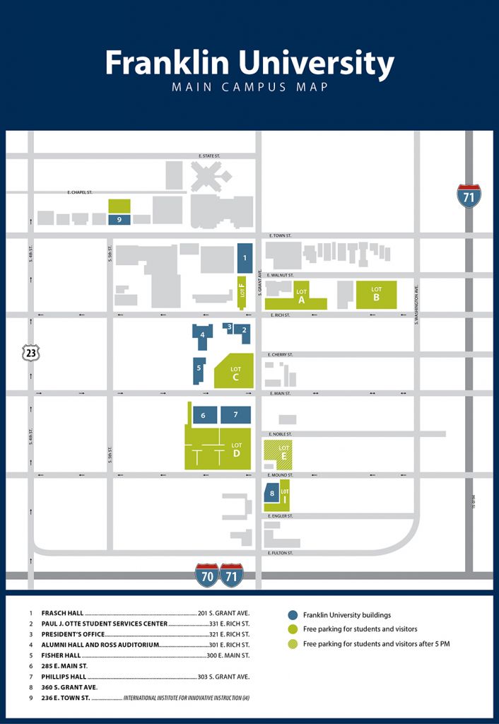 franklin university campus map Parking Lot B Unavailable For Student Parking Franklin University franklin university campus map